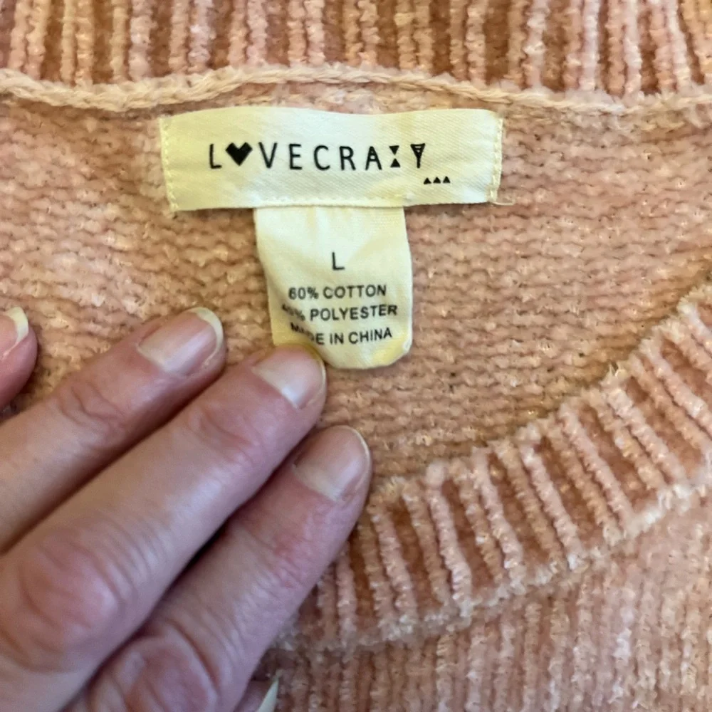 3/$20 SALE! Lovecrazy Brand Pink Chenille Sweater, Size Large